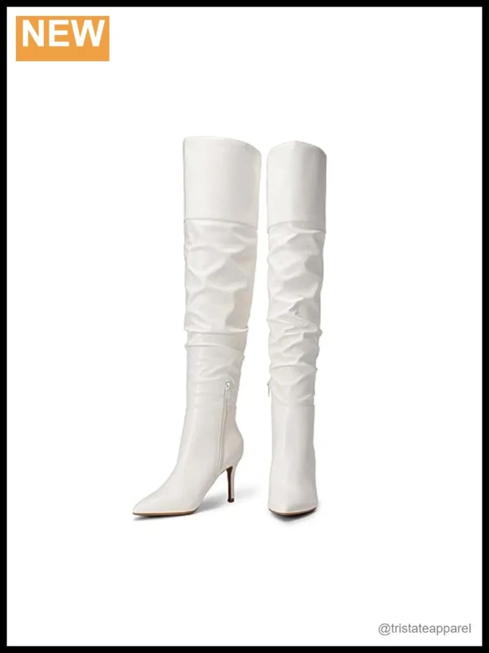 Faux Leather Slouch Over the Knee Boots 3 Inch Heels Zip Closure